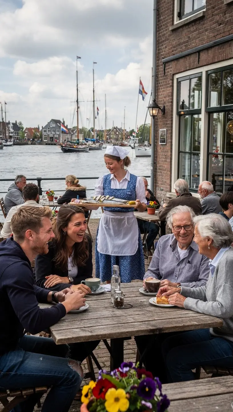 Een prachtig uitzicht op de haven met historische schepen die aanleggen.